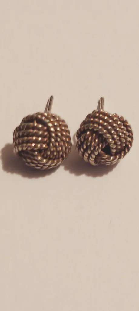 Sterling Silver 925 Twisted Rope Knot Earrings thumbnail