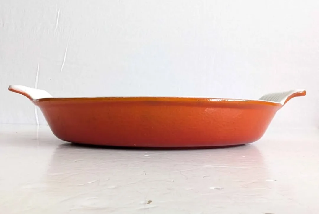 Orange Flame Enamel Cast Iron 'Au Gratin' Cookware Dish image indicator(4)