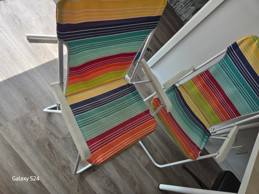Striped Folding Beach Chairs - Set of 2 thumbnail