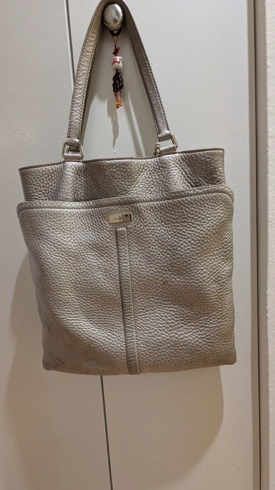 Cole Haan Metallic Silver Leather Tote Bag thumbnail