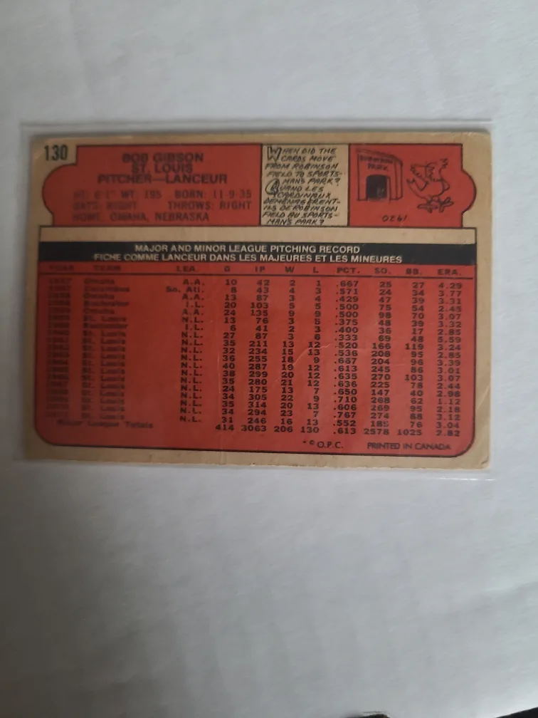 1972  O Pee Chee Bob Gibson image indicator(2)