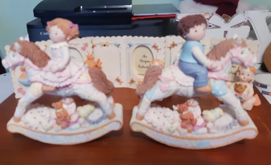 2 Vintage Rocking Horse Figurines