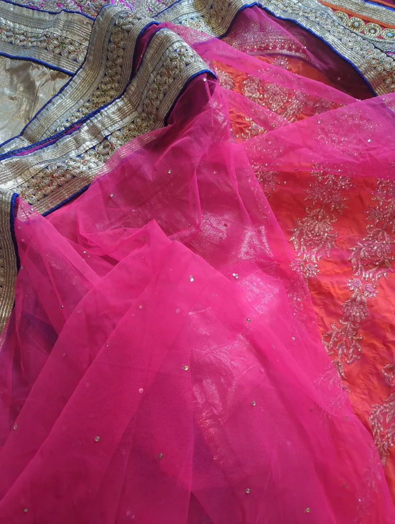 Orange Embroidered Indian Lengha image indicator(6)