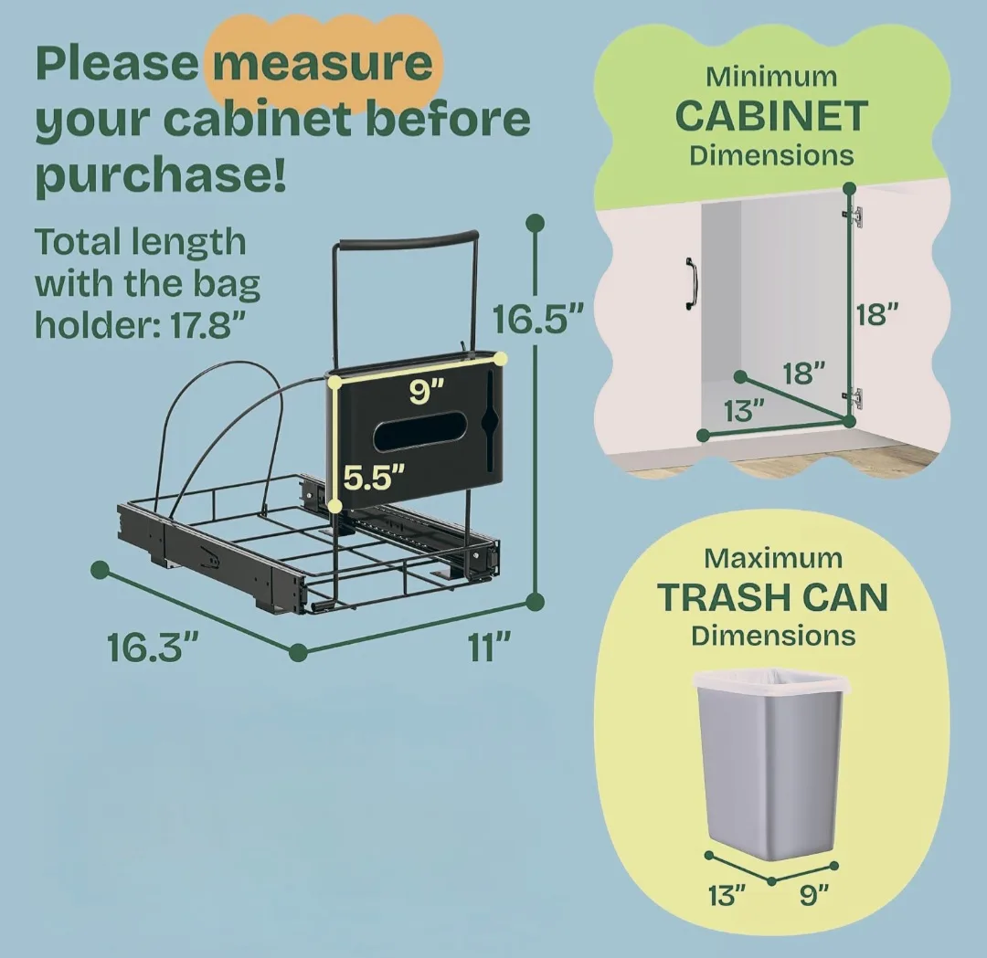 Heavy-Duty Pullout Trash Can Slider w/ Bag Holder image indicator(6)