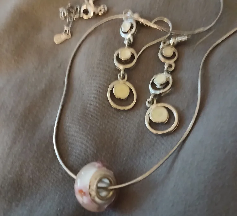 Sterling silver chain/charm/earrings thumbnail