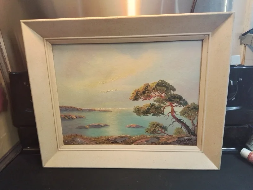 Artist Signed Erki Jalava Oil Painting On Board MCM thumbnail