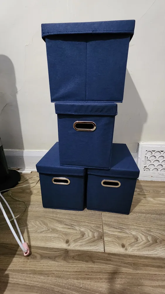 Blue Fabric Storage Boxes - Set of 4 thumbnail