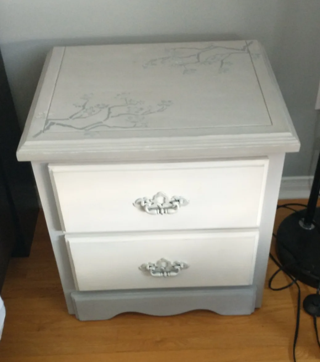 Grey & White 2-Drawer Nightstand thumbnail
