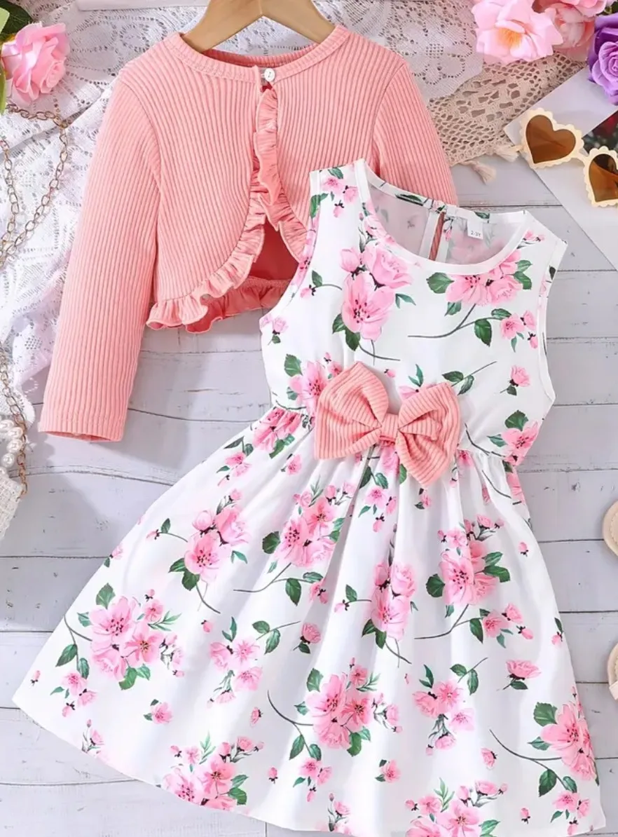 Floral Dress with Cardigan Set - Size 7y thumbnail