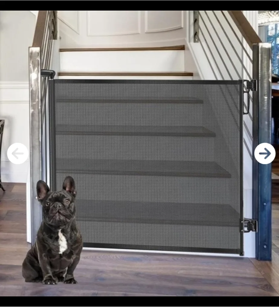 New Retractable Baby Gate 38 x 70.5 inch - Black thumbnail
