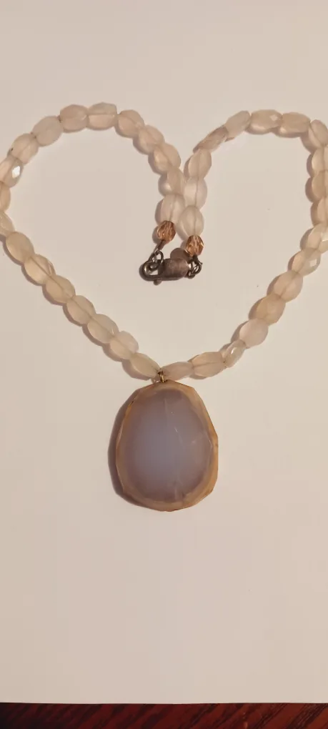 FEMME GEMS 925 Sterling Silver Moonstone Agate Pendant Necklace thumbnail