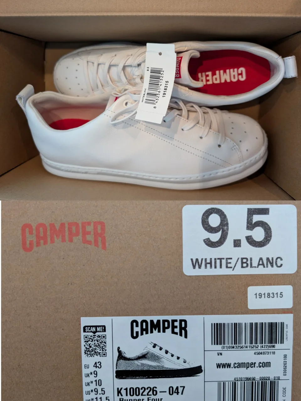 Camper Runner Four White Sneakers - Size US 9.5 thumbnail