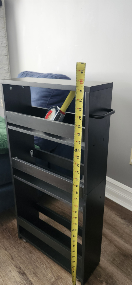 Black Rolling Slim Storage Shelf - 32" Tall - photo 2