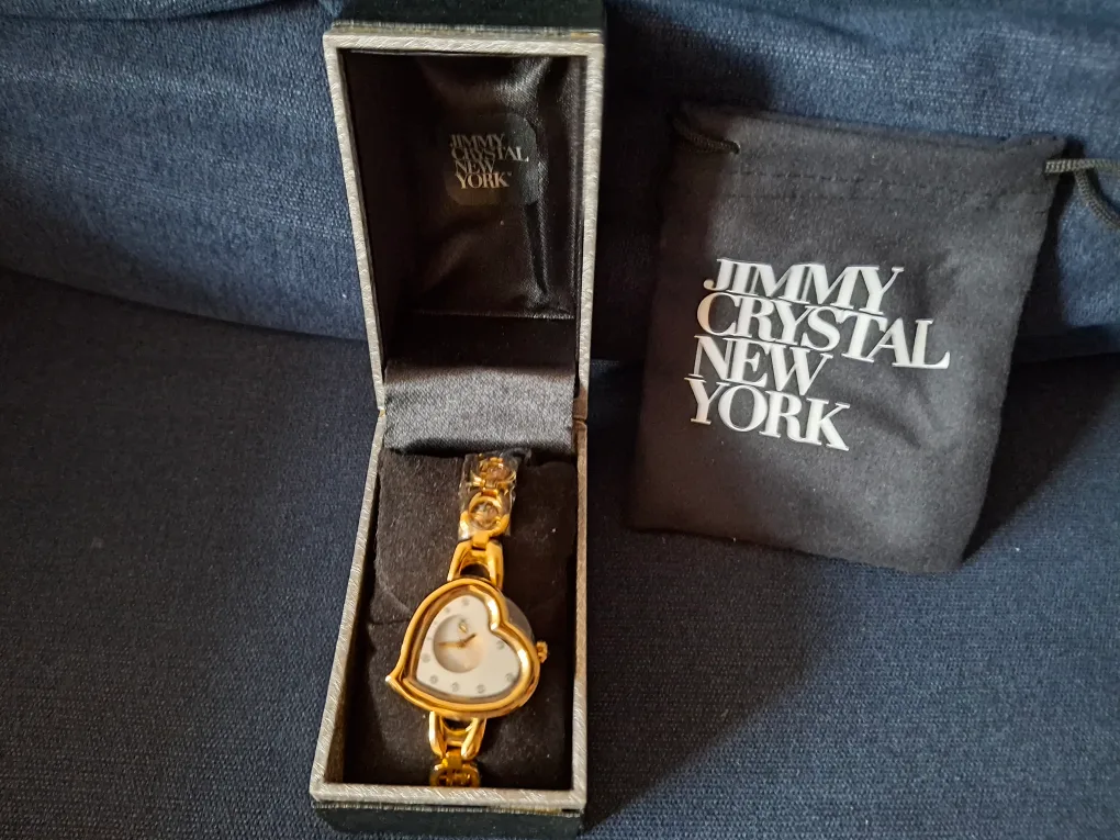 NEW Jimmy Crystal New York Golden Heart Shape Watch thumbnail