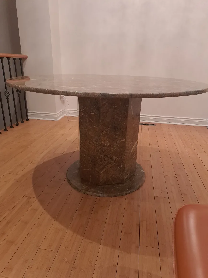 6 seater round marble dining table thumbnail