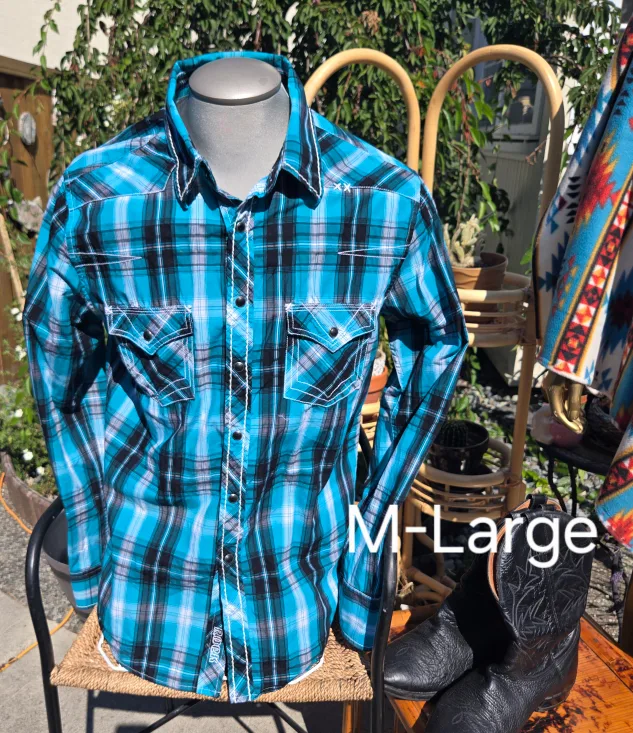 Rock & Roll Cowboy Plaid Shirt - Mens Large thumbnail