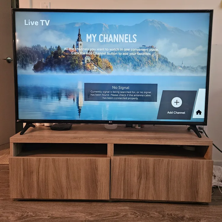 LG TV with TV wooden stand thumbnail