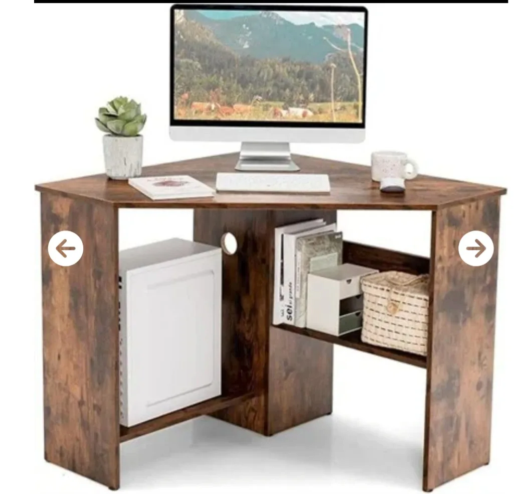 New SILKYDRY Small Corner Desk - Rustic Brown thumbnail