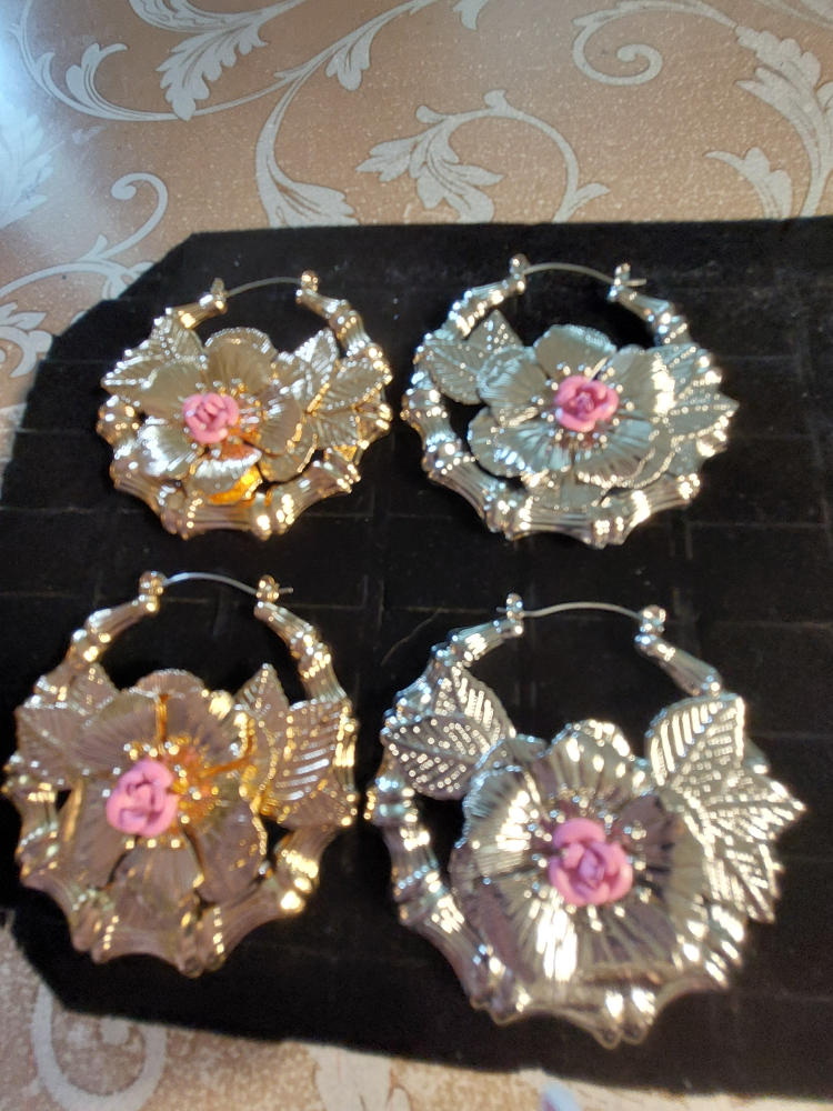 NEW 2 pr very LG pierced earrings