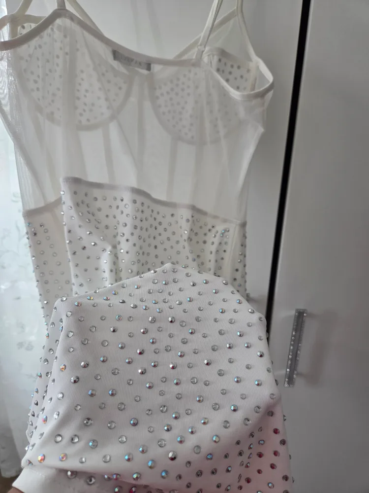 Black & white Rhinestone Mini Dress image indicator(8)