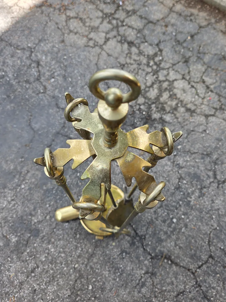 Vintage Brass Fireplace Tool Set thumbnail