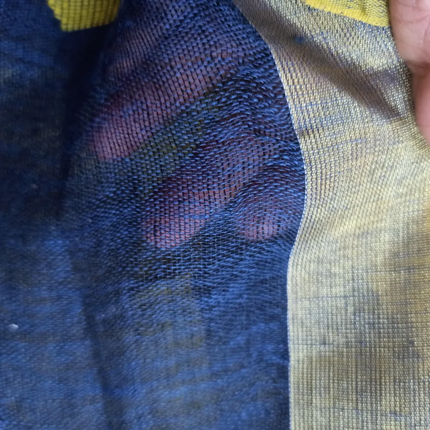 Yellow & Blue Cotton Saree.New 🍁 image indicator(10)