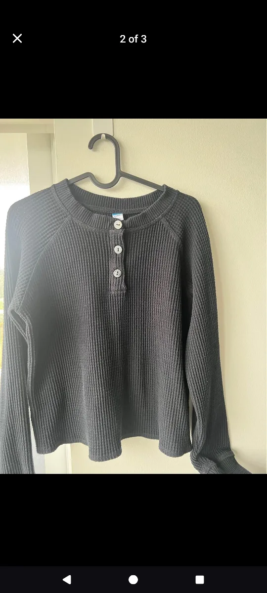 Old Navy Black Waffle Knit Top - Size XS/S thumbnail