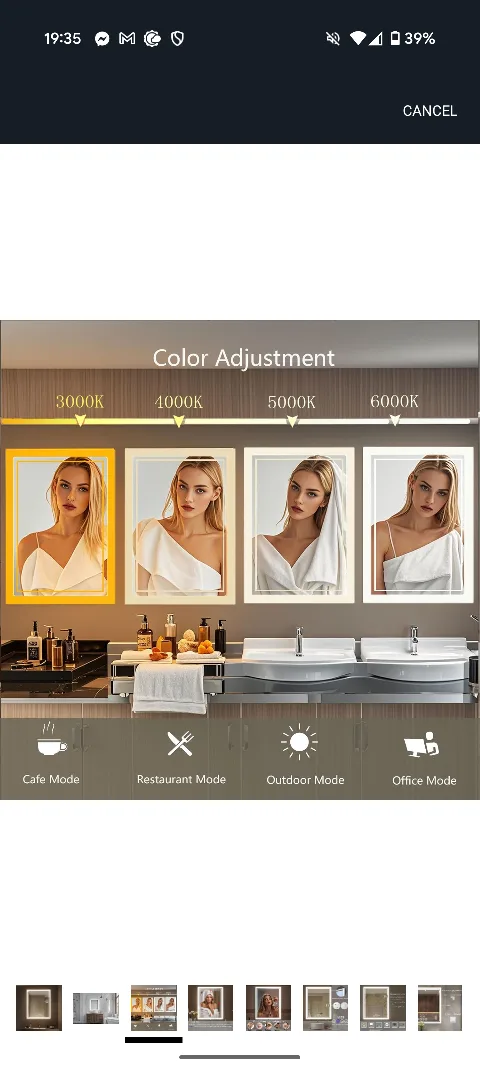 Light-Up Bathroom Mirror w/ Clock, Defogger, Adjustable Lighting image indicator(4)