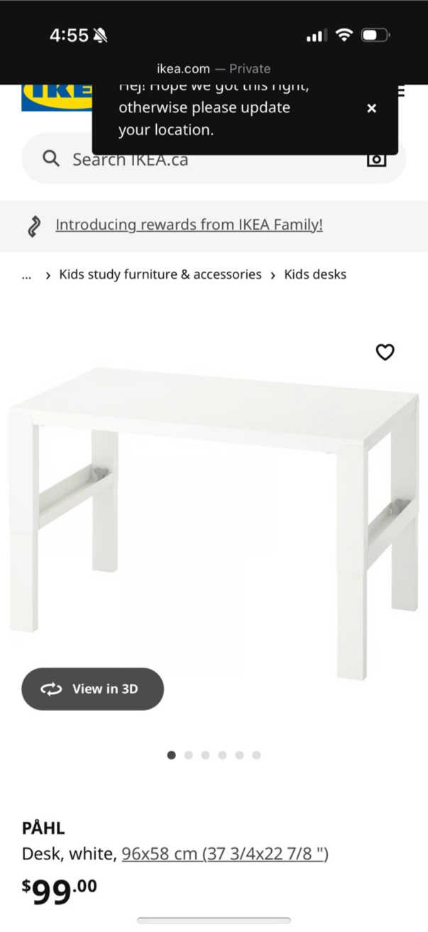 IKEA PÅHL White Desk (96x58 cm)