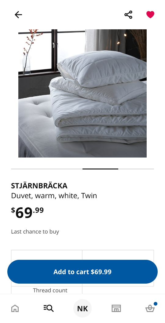 IKEA STJÄRNBRÄCKA Duvet - Twin Size