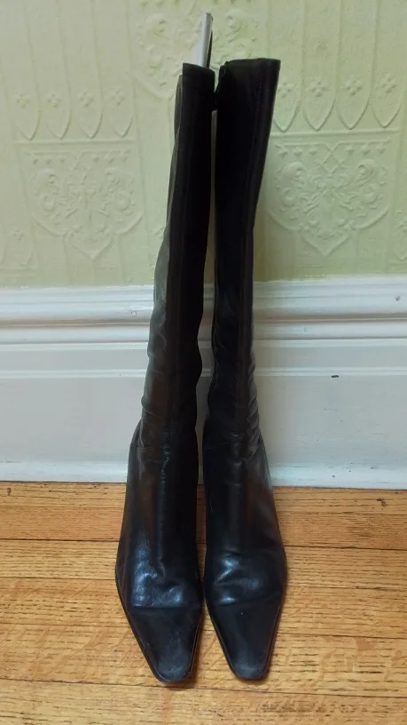 Nine West Black Leather Knee High Boots - Size 8M thumbnail