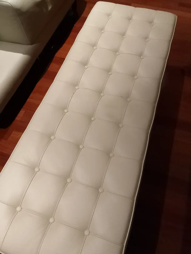 (Mobilia) Modern Barcelona Bench, real Ivory Leather image indicator(6)