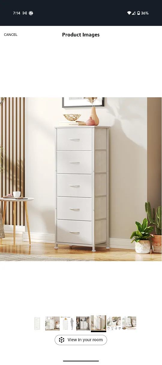 White 5-Drawer Fabric Dresser thumbnail
