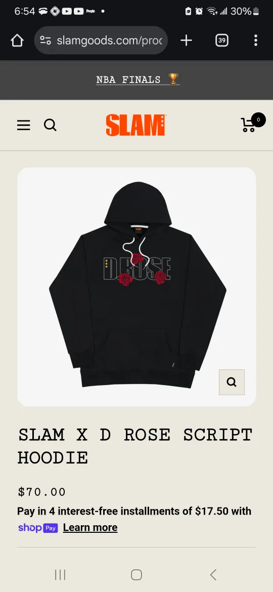 SLAM X D ROSE SCRIPT HOODIE thumbnail