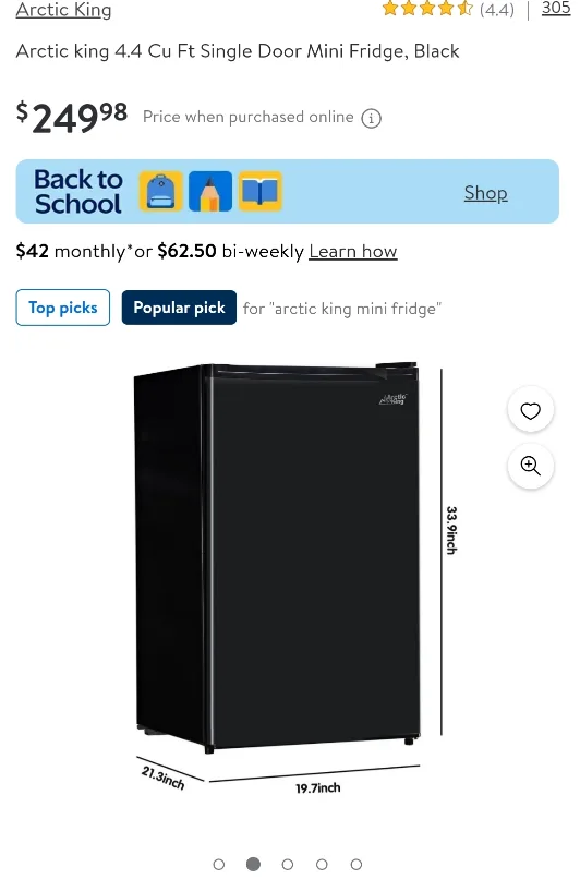 NEW! Arctic King 4.4 Cu Ft Mini Fridge + FREE CORDLESS KETTLE image indicator(2)