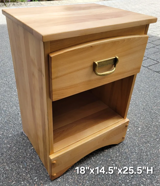 Beautiful Wooden Nightstand with Drawer. thumbnail