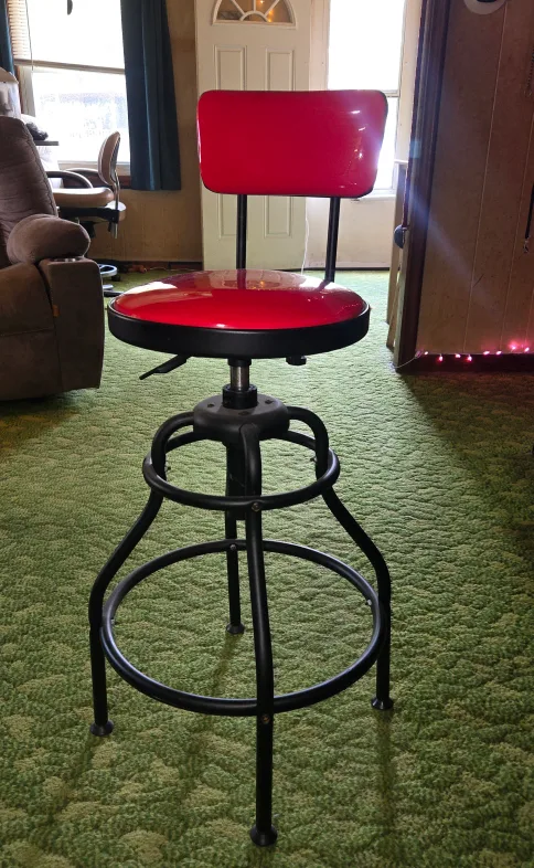 Red & Black Industrial Style Bar Stool thumbnail