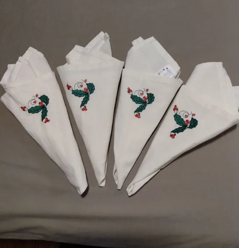 Set of Four Festive Napkin  With Holiday Embellishments thumbnail