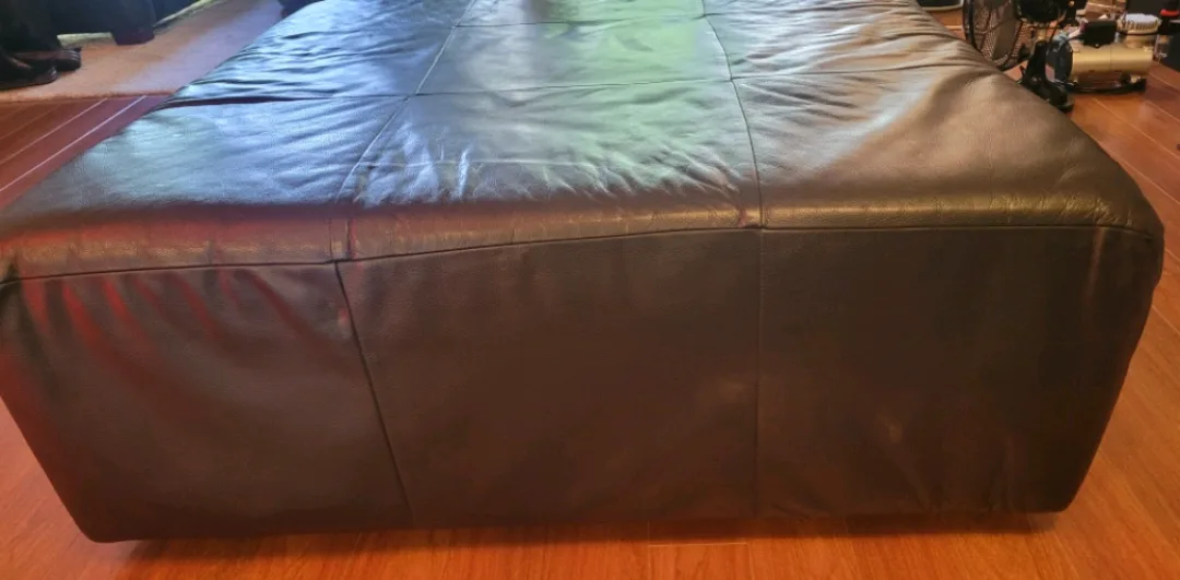 42" MORTEN Ottoman from EQ3 in ebony black leather image indicator(3)