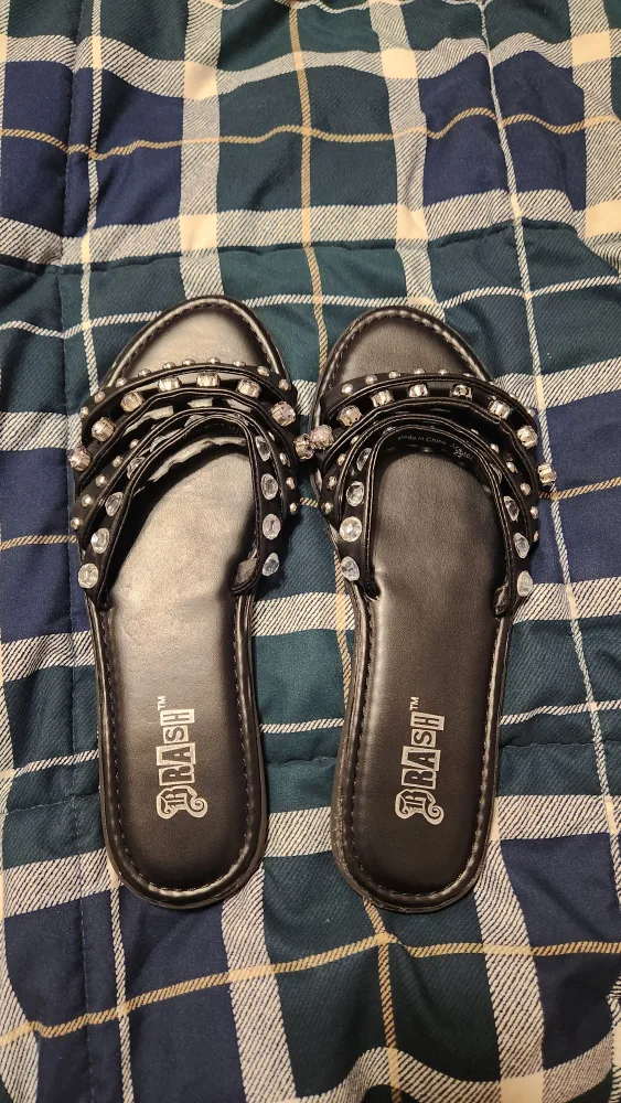 Brash Black Jeweled Sandals thumbnail