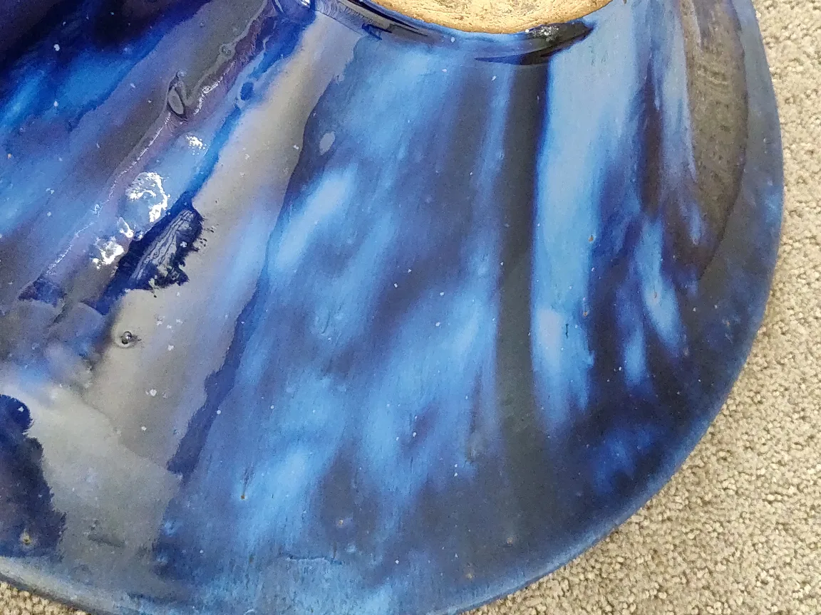 Large Decorative Glazed Pottery Fruit Bowl / Centerpiece Decor image indicator(9)