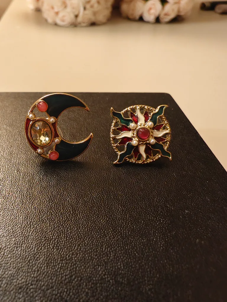 Stud Earrings: Moon & Star Design thumbnail