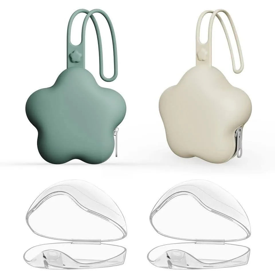 New~2pcs Silicone Portable Pacifier Case,BPA Free, (Green+Khaki） thumbnail