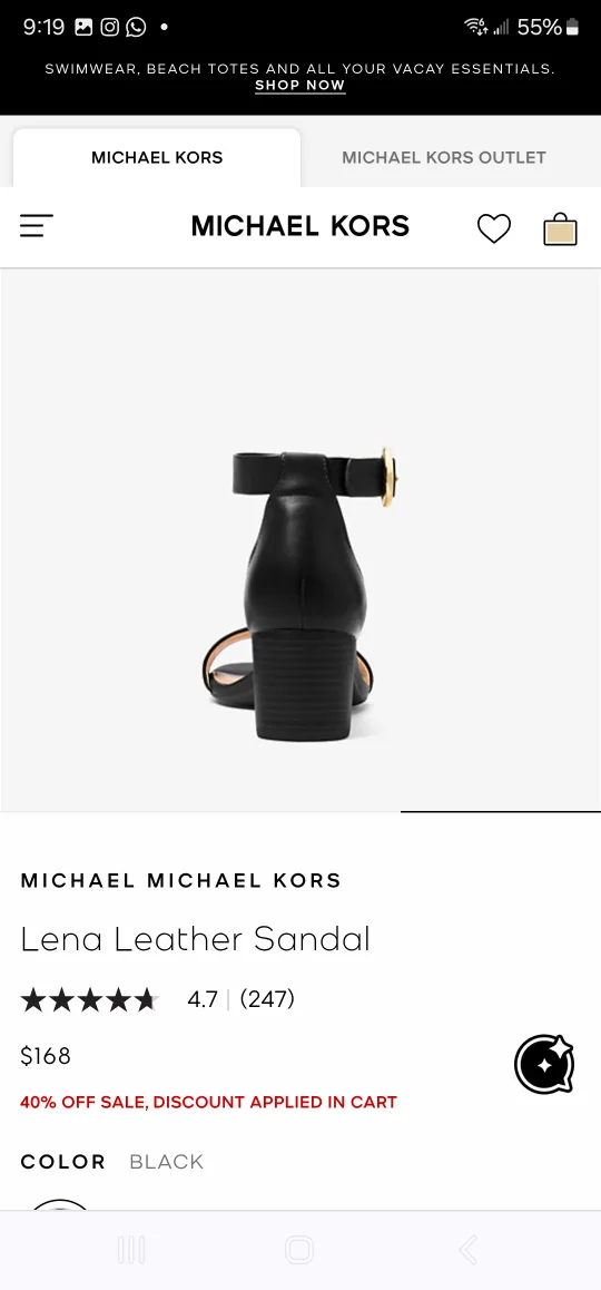 Michael Kors Lena Flex Mid Sandal - Black image indicator(7)