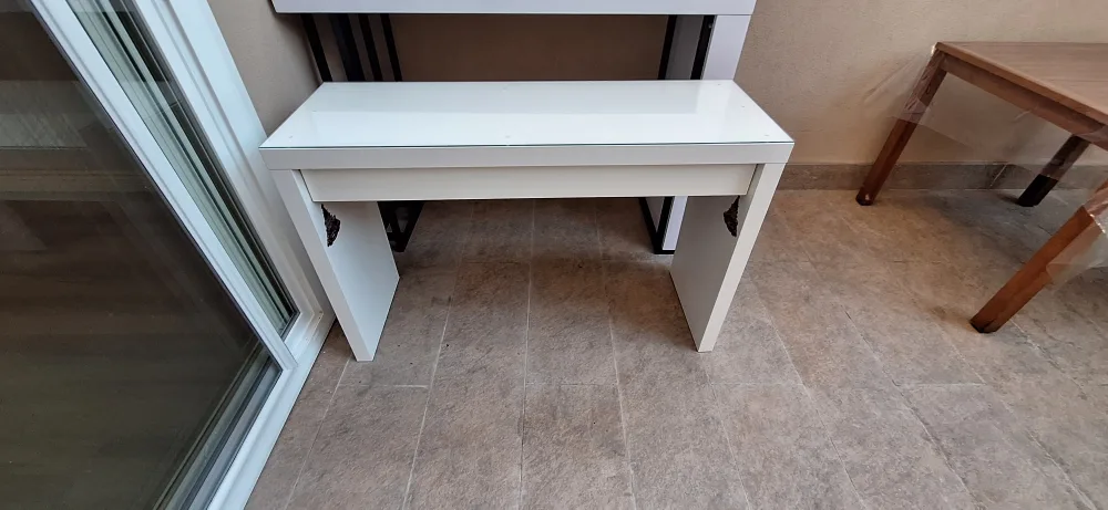 White Vanity Desk with Glass Top thumbnail