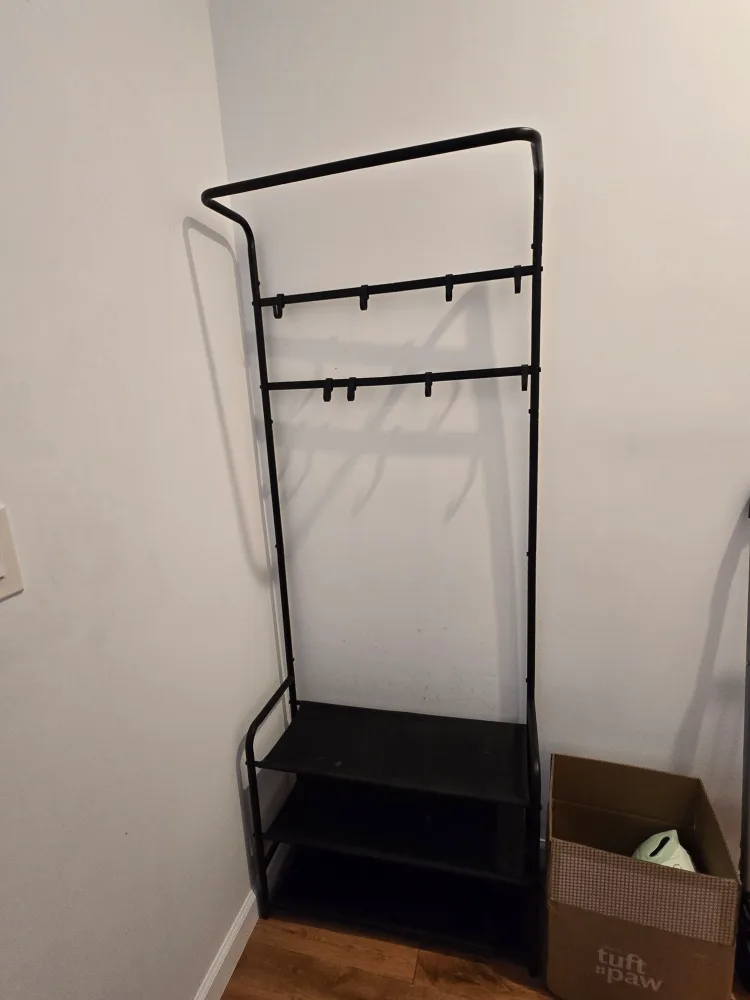 Black Metal Garment Rack with Shoe Storage thumbnail