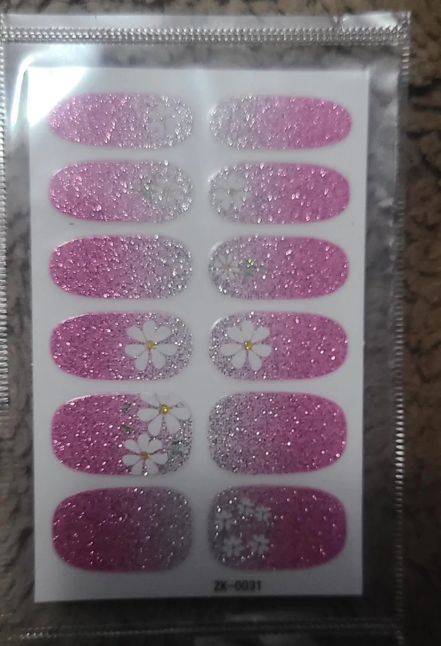 Pink & Silver Glitter Nail sticker Polish Strips - New 🇨🇦 thumbnail