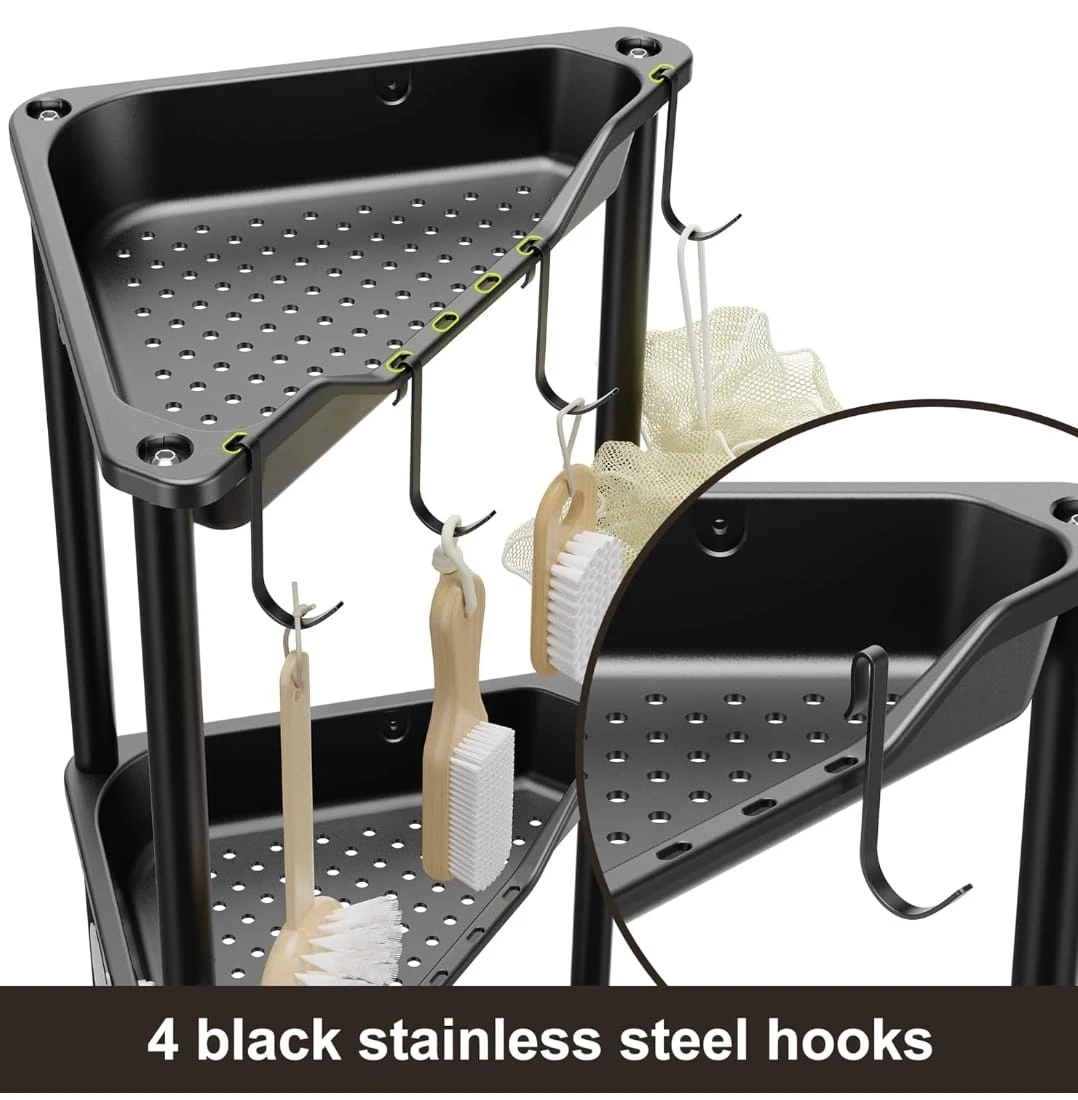 Black 5-Tier Corner Bathroom Shelf - photo 3