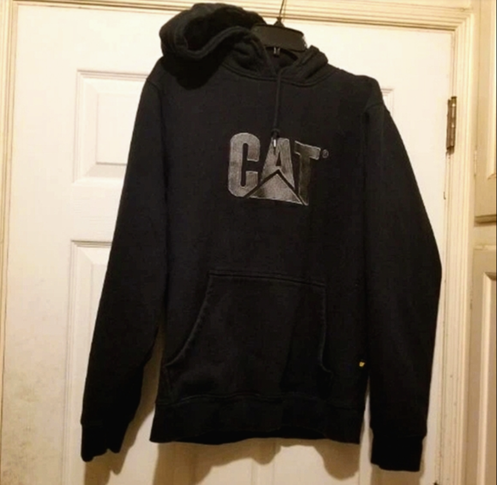 Caterpillar Hoodie Mens Large Black Construction Sweatshirt CAT - photo 2