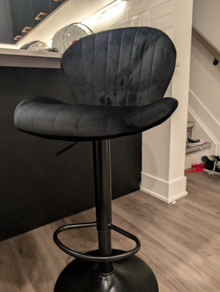 Black Velvet Swivel Bar Stools - Set of 2 - photo 3